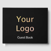 ビジネス向け白黒文字とロゴテンプレート ゲストブック (正面)