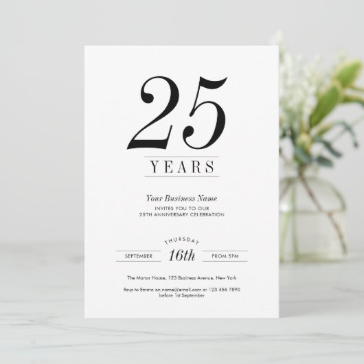 ビジネス周年記念ロゴ ミニマルデザイン 招待状 (スタンド正面)