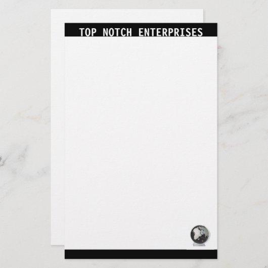 ビジネス固定型の白黒 便箋 (正面/裏面)