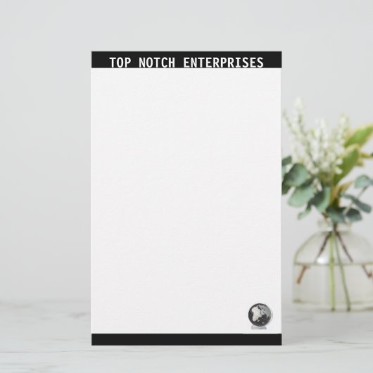 ビジネス固定型の白黒 便箋 (スタンド正面)