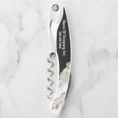 ビジネス大理石テクスチャ黒DIY金ゴールド白 ソムリエナイフ (正面)