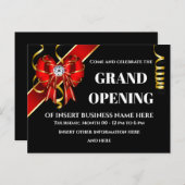 ビジネス大開き赤金ゴールド黒リボン 案内ポストカード (正面/裏面)