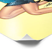 ビジネス女性が髪を引っ張って行く準備ができている フォトプリント            (角)