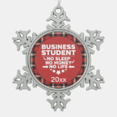 ビジネス学生Noスリープマネライフ赤い格子縞 スノーフレークピューターオーナメント (正面)