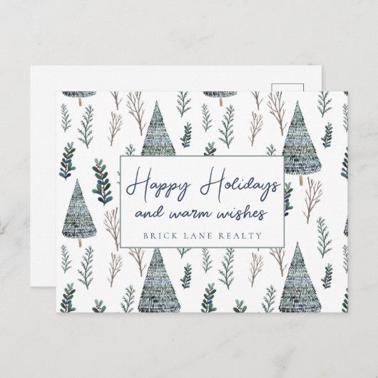 ビジネス実在エステートハッピーホリデイズクラシーグリーン シーズンポストカード (正面/裏面)