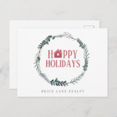 ビジネス実在エステートハッピーホリデイズグリーンリース シーズンポストカード (正面/裏面)