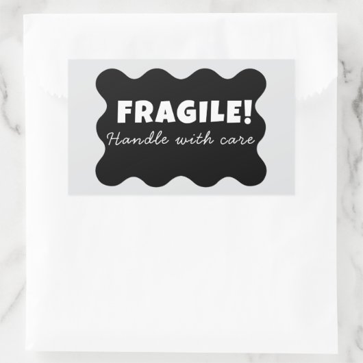 ビジネス対応の黒い気に壊れるハンドル 長方形シール (バッグ)