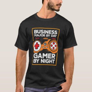 ビジネス専攻のバイデイゲーマーバイナイトビデオゲームPl Tシャツ