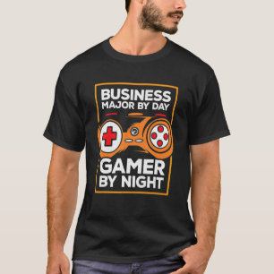 ビジネス専攻のバイデイゲーマーバイナイトビデオゲームPl Tシャツ