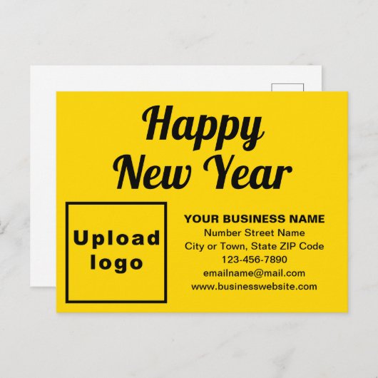 ビジネス年末年始イエローホリディポストカード シーズンポストカード (正面/裏面)