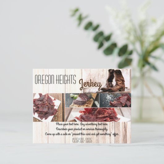 ビジネス広告のカードは我々の国を素朴ブーツ ポストカード (スタンド正面)