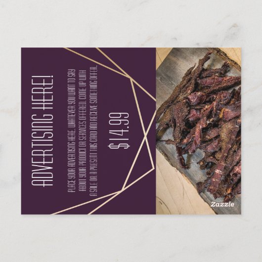 ビジネス広告のカードプラムパープルバラ金ゴールド ポストカード (裏面)