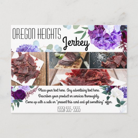 ビジネス広告のカードラベンダーハイビスカスon Wh ポストカード (正面)