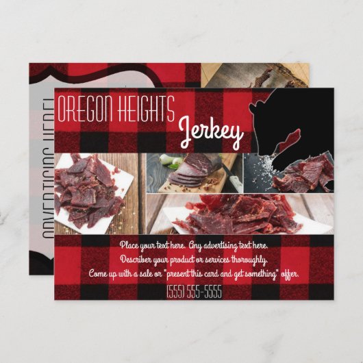 ビジネス広告のカード赤バッファローのプレイドベア ポストカード (正面/裏面)