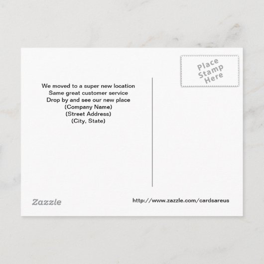 ビジネス引っ越しました発表カード 案内ポストカード (裏面)