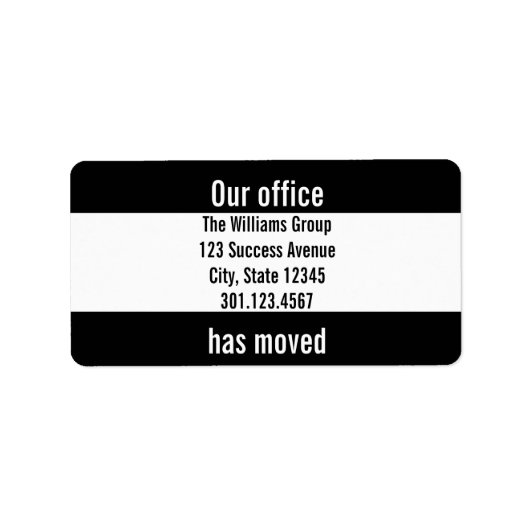 ビジネス当社のオフィスは白黒に移行 ラベル (正面)