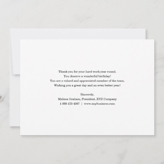 ビジネス従業員ハッピーバースデーカード – ロゴの追加 サンキューカード (裏面)