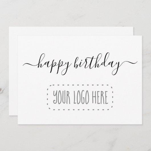 ビジネス従業員ハッピーバースデーカード – ロゴの追加 サンキューカード (正面/裏面)