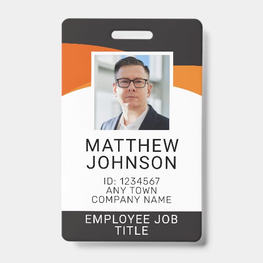 ビジネス従業員写真名テンプレートID バッジ (表面)
