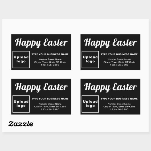 ビジネス復活祭の挨拶(ブラック) 長方形シール (シート)