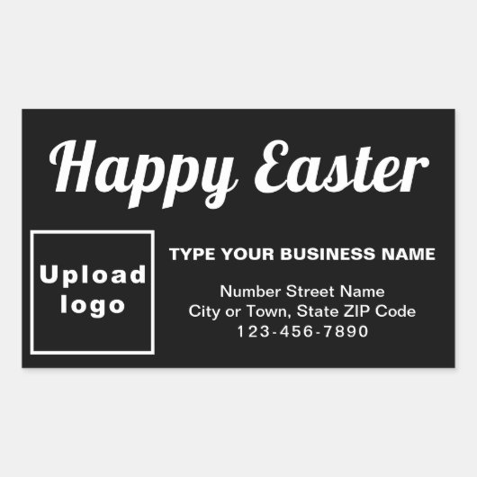 ビジネス復活祭の挨拶（ブラック） 長方形シール (正面)