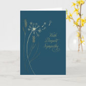 ビジネス悔やみや弔慰金ゴールドルンドンデリオンネイビーブルー カード (黄色い花)