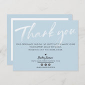 ビジネス感謝あなたシックモダンな赤ちゃんブルー白インク サンキューカード (正面/裏面)