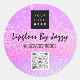 ビジネス感謝していパッケージグリッターピンクQRコードロゴ ラウンドシール