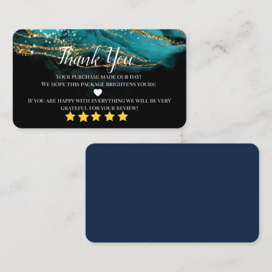 ビジネス感謝してい自家製金ゴールドティール（緑がかった色）ハート 名刺 (正面/裏面)