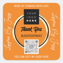 ビジネス感謝していQRコードロゴスキャン金ゴールドサンゴ スクエアシール