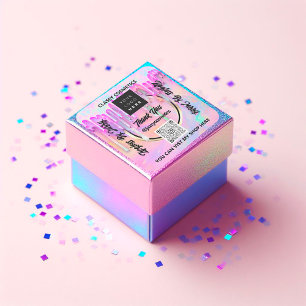 ビジネス感謝していQRコードロゴピンクのホログラフィックドライブ スクエアシール