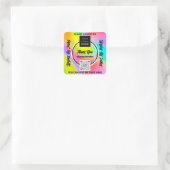 ビジネス感謝していQRコードロゴピンクホログラフピンク スクエアシール (バッグ)