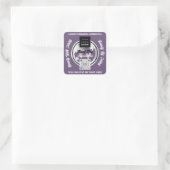 ビジネス感謝していQRCodeロゴシルバーマップグローブパープル スクエアシール (バッグ)