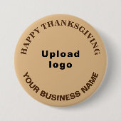 ビジネス感謝の挨拶、ライトブラウンのボタン 缶バッジ (正面)