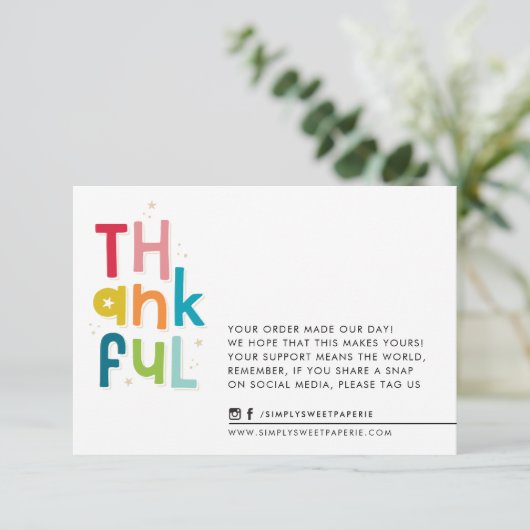 ビジネス感謝の明はっきりしたるいおもしろいタイポグラフィ サンキューカード (スタンド正面)