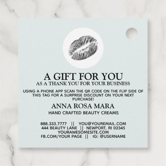 *~*ビジネス感謝バーコードQRミントギフトラベル フェイバータグ (裏面)