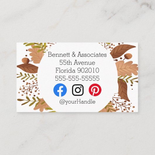 ビジネス感謝ユーハッピー感謝祭秋の秋 名刺 (裏面)