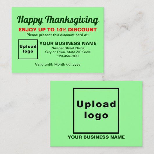 ビジネス感謝ライトグリーン割引カード 割引カード (正面/裏面)