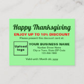 ビジネス感謝ライトグリーン割引カード 割引カード (正面)