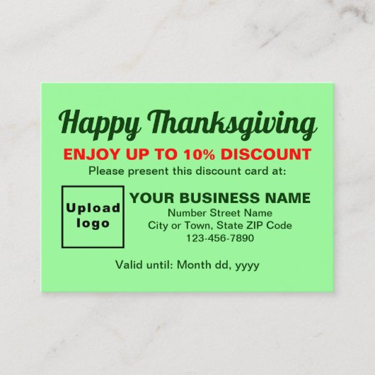 ビジネス感謝ライトグリーン割引カード 割引カード (正面)