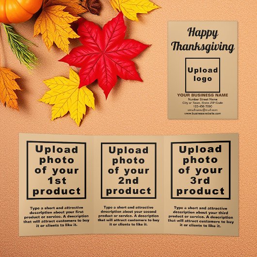 ビジネス感謝ライトブラウントリフォールドカード 三つ折りカード