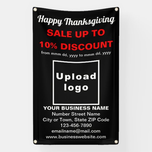 ビジネス感謝祭のブラックバナーでの販売 横断幕 (縦)