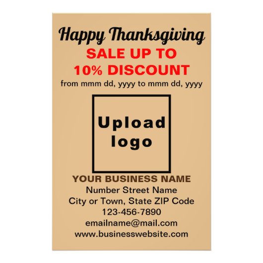 ビジネス感謝祭のライトブラウン販売 フォトプリント (正面)