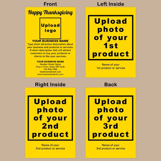 ビジネス感謝祭イエロー折り畳みグリーティングカード カード