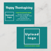 ビジネス感謝祭グリーティングティール(緑がかった色)グリーン エンクロージャーカード (正面/裏面)