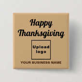 ビジネス感謝祭グリーティング、ライトブラウン広場 缶バッジ (正面)