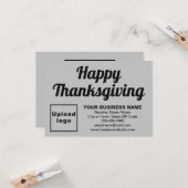 ビジネス感謝祭スモールグレーフラットグリーティング カード (正面/裏面インサイチュ)