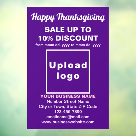 ビジネス感謝祭セール 紫の窓用フィルムステッカー ウィンドウサイン (シート3)