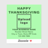 ビジネス感謝祭ライトグリーンスクエアビニル シール (シート)