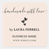ビジネス手作りラヴガーリー赤面ピンク スクエアシール (正面)